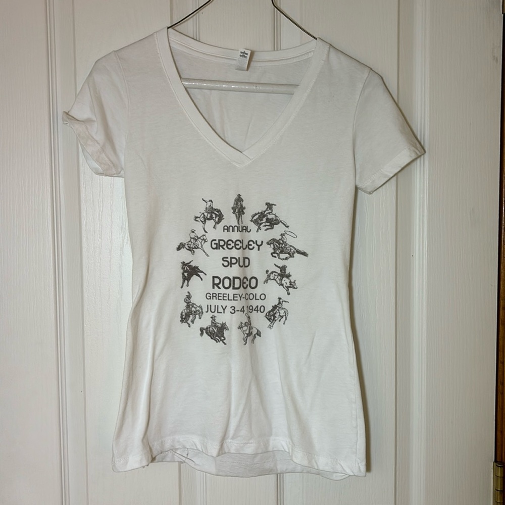 White, Next Level T-shirt, size S, V-Neck, fitted